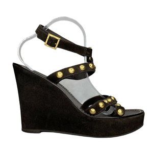 Tory Burch Wedge Platform Sandal Strappy Brown